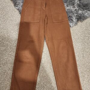 Aritzia Tan High-Waisted Trousers